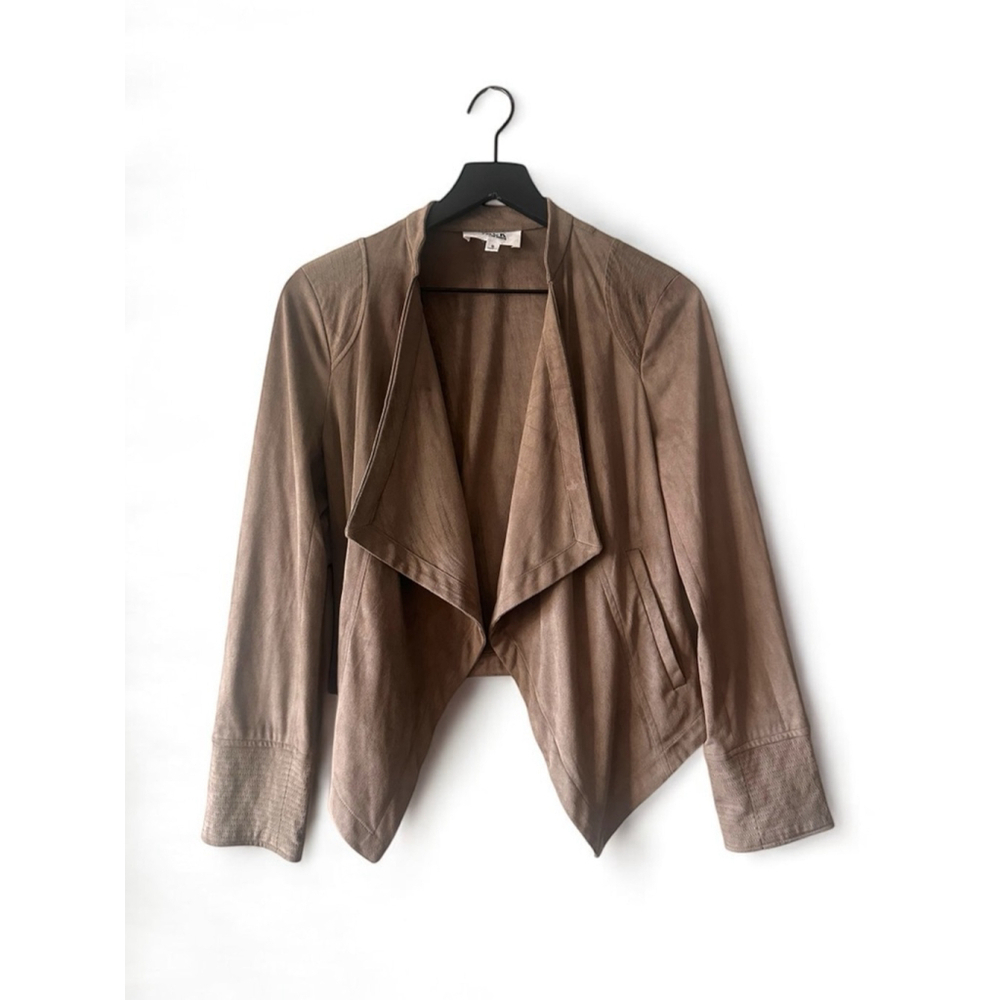 Jack by BB Dakota Faux Suede Taupe Waterfall Jacket S | Cozy Neutral Layer